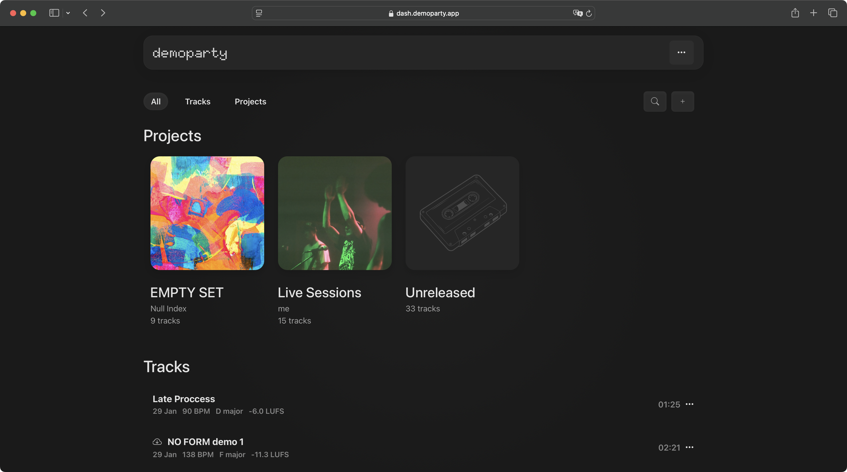 demoparty app interface